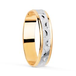 Alianza Oro Bicolor 18kts Tallado Central 23000086/33 4mm