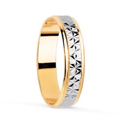 Alianza Oro Bicolor 18kts Tallado Central 24000426/33 4mm