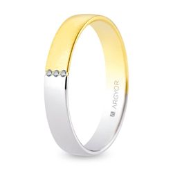 Alianza Oro Bicolor Blanco 18kts Argyor-MRM 4mm (18)5240549D3 3 Diamantes 0,01ct