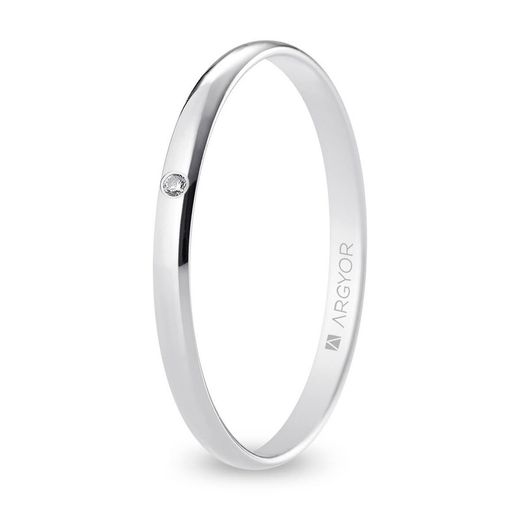 Alliance en or blanc 18 carats Argyor-MRM 2,00 mm (18)B20RP1D Diamant 0,01 ct H-SI