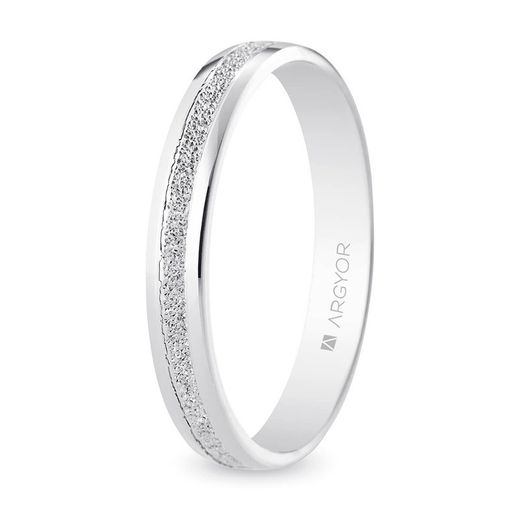Aliança de casamento semicircular lisa Argyor-MRM 3,5 mm (18)5B35543 em ouro branco 18kt