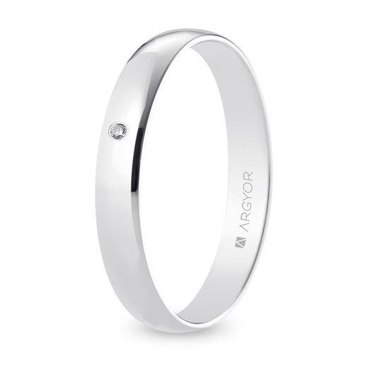 Oro bianco 18 kt Argyor-MRM 3,5 mm (18) B35RP1D finitura lucida diamante 0,01 ct H-SI