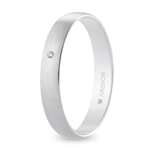 Aliança Or Blanc 18kts Argyor-MRM 3,5mm (18)B35RS1D Acabat Satinat Diamant 0,01ct H-SI