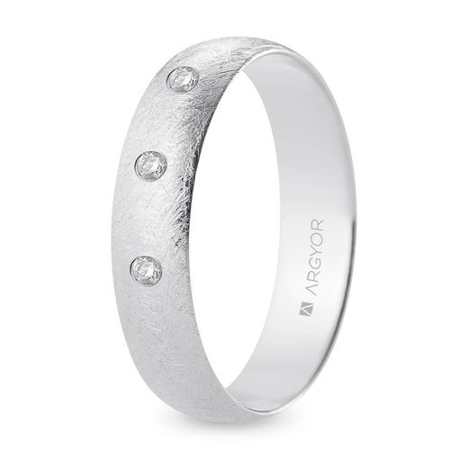 Or blanc 18 carats Argyor-MRM 5 mm (18)B50CH3D finition glacée 3 diamants 0,06 ct H-SI