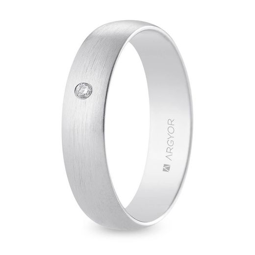 Aliança Or Blanc 18kts Argyor-MRM 5mm (18)B50RS1D Acabat Satinat Diamant 0,02ct H-SI