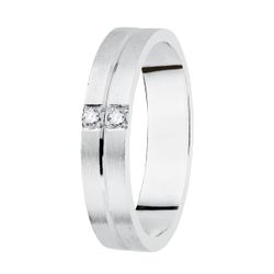 Alianza Oro Blanco 18kts Bordes Matizados C. 2 Diamantes 0,06ct 28000001/30 4mm