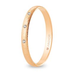 Alianza Oro Rosa 18kts Argyor-MRM 2,5mm (18)R25RH3D Acabado Hielo 3 Diamantes 0,03ct H-SI