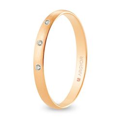 Alianza Oro Rosa 18kts Argyor-MRM 2,5mm (18)R25RS3D Acabado Satinado 3 Diamantes 0,03ct H-SI