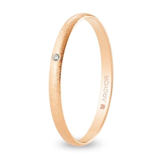 Aliança Argyor-MRM de ouro rosa 18k com diamantes de 2 mm (18)R20RH1D com acabamento em gelo e 0,01 ct H-SI