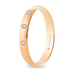 Alianza Oro Rosa 18kts Argyor-MRM 3,5mm (18)R35CS3D Acabado Satinado 3 Diamantes 0,06ct H-SI