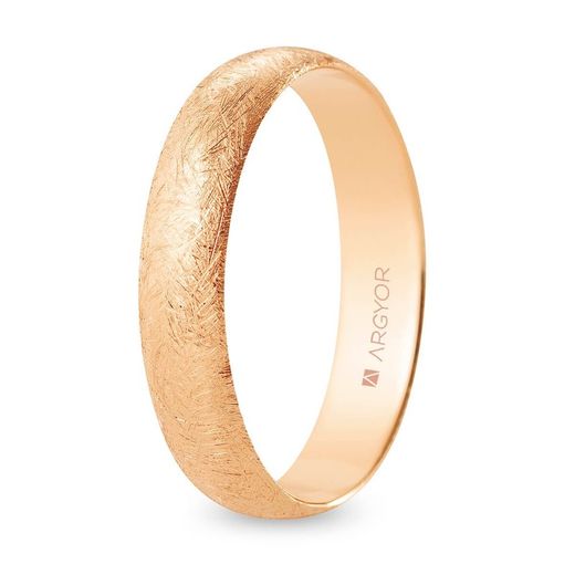 Aliança de casamento Argyor-MRM de ouro rosa 18k com acabamento em gelo de 4,5 mm (18)R45CH00