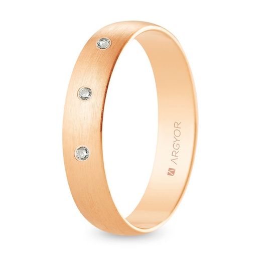 18kt Rose Gold Argyor-MRM 4.5mm (18)R45RS3D Satin Finish 3 Diamonds 0.045ct H-SI