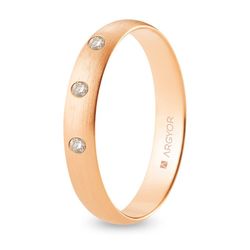 Alianza Oro Rosa 18kts Argyor-MRM 4mm (18)R40CS3D Acabado Satinado 3 Diamantes 0,06ct H-SI