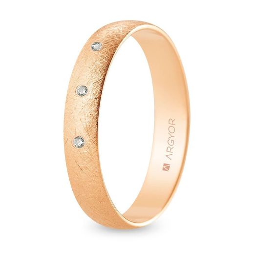 Aliança Or Rosa 18kts Argyor-MRM 4mm (18)R40RH3D Acabat Gel 3 Diamants 0,03ct H-SI
