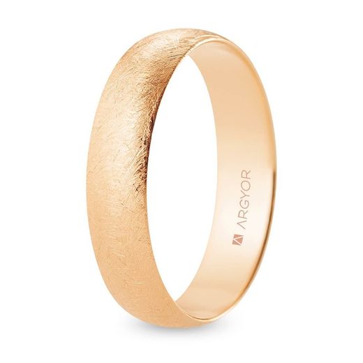 Aliança de casamento Argyor-MRM de ouro rosa 18k com acabamento em gelo de 5 mm (18)R50CH00