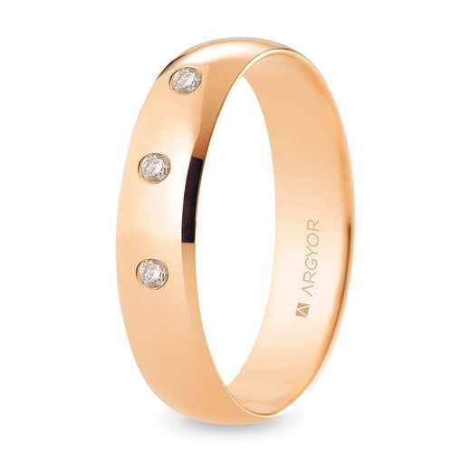 Aliança Or Rosa 18kts Argyor-MRM 5mm (18)R50CP3D Acabat Polit 3 Diamants 0,06ct H-SI