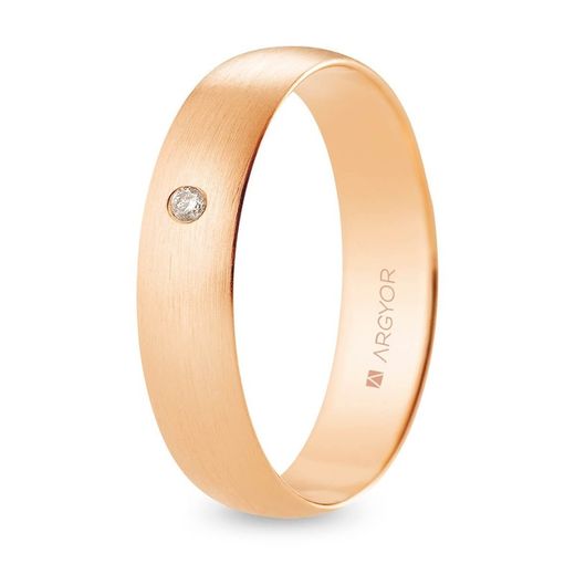 18kt Roségold Argyor-MRM 5mm (18)R50CS1D Satin Finish Diamant 0,02ct H-SI
