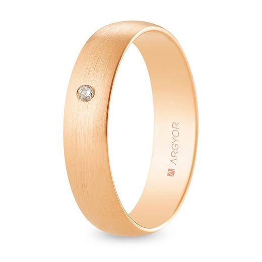18kt Rose Gold Argyor-MRM 5mm (18)R50RS1D Satin Finish Diamond 0.02ct H-SI