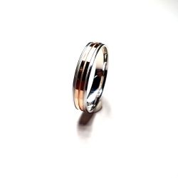 Alianza Plata Bicolor Rosa Bandas 4mm AP30/149