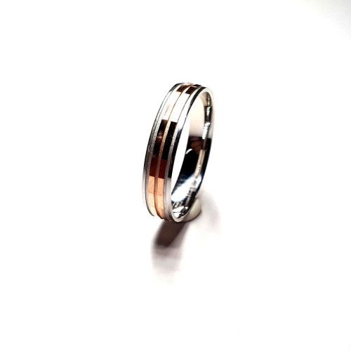 Alianza Plata Bicolor Rosa Bandas 4mm AP30/149
