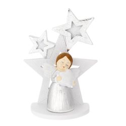 Ángel Navidad Cerámica 8.5cm N8605-01P Estrellas Blancas