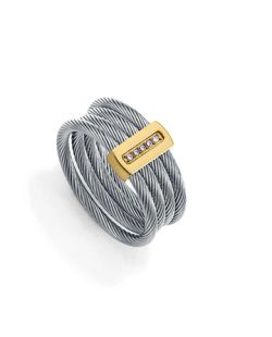 Anillo Acero Bicolor Dorado Viceroy 15193A01200 Múltiples Cables Unidos Barra Circonitas