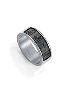 Anillo Acero Bicolor Negro Viceroy Hombre 75423A02610 Tallado