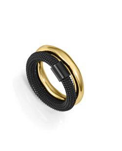 Anillo Acero Dorado Bicolor Negro Viceroy Mujer 14347A01210 Liso En Brillo