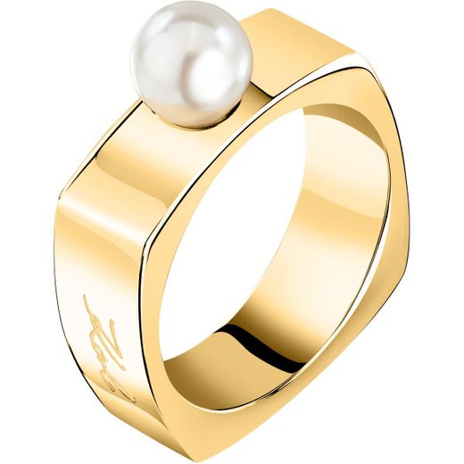 Anillo Acero Dorado Karl Lagerfeld Mujer KLAYR16012 Perla