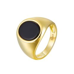Anillo Acero Dorado Mujer AAM0004DOOX12 Piedra Mineral Onix Negro