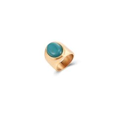 Anillo Acero Dorado Mujer AAM0009DOCA12 Piedra Mineral Calcedonia