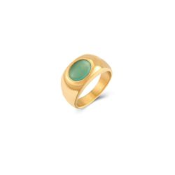 Anillo Acero Dorado Mujer AAM0010DOCA12 Piedra Mineral Calcedonia