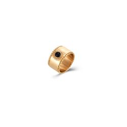 Anillo Acero Dorado Mujer AAM0013DOOX10 Piedra Mineral Onix Negro