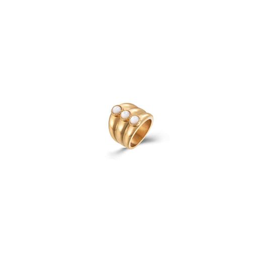 Anillo Acero Dorado Mujer AAM0015DONA10 Piedras Minerales Nacar