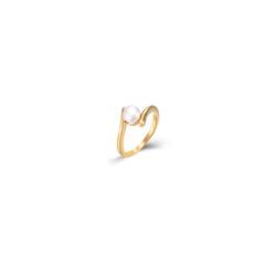 Anillo Acero Dorado Mujer AAM0016DOPA10 Piedra Mineral Perla