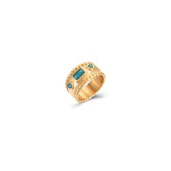 Anillo Acero Dorado Mujer AAM0019DOCA10 Piedra Mineral Calcedonia