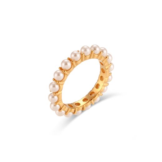 Anillo Acero Dorado Mujer AAM0026DOPA12 Símil Perla