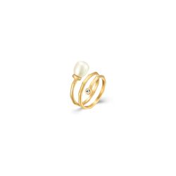 Anillo Acero Dorado Mujer AAM0027DOPA10 Perla