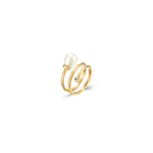 Anillo Acero Dorado Mujer AAM0027DOPA10 Perla