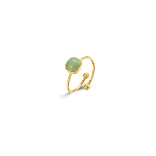 Anillo Acero Dorado Mujer AAM0028DOAQ10 Abierto C. Piedra Mineral Aquamarina