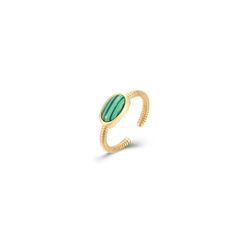 Anillo Acero Dorado Mujer AAM0031DOMQ10 Abierto C. Piedra Mineral Malaquita