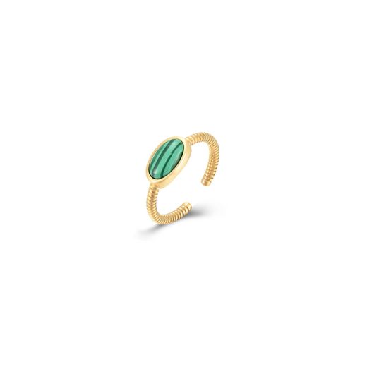Anillo Acero Dorado Mujer AAM0031DOMQ10 Abierto C. Piedra Mineral Malaquita