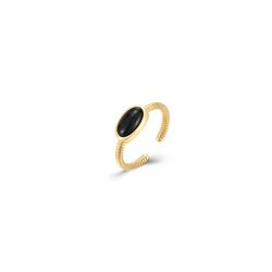 Anillo Acero Dorado Mujer AAM0031DOOX10 Abierto C. Piedra Mineral Onix Negro