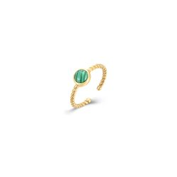 Anillo Acero Dorado Mujer AAM0032DOMQ10 Abierto C. Piedra Mineral Malaquita