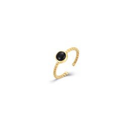 Anillo Acero Dorado Mujer AAM0032DOOX10 Abierto C. Piedra Mineral Onix Negro