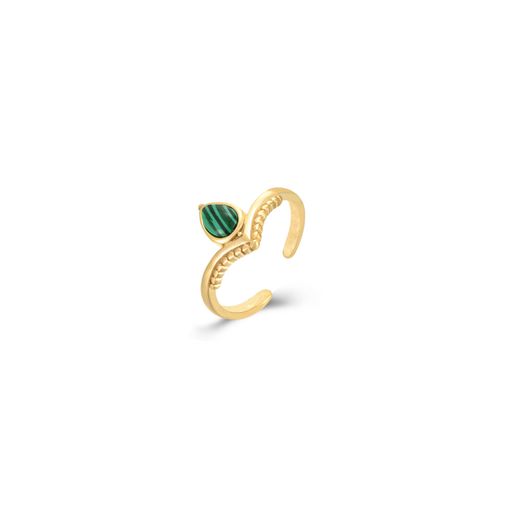 Anillo Acero Dorado Mujer AAM0033DOMQ10 Abierto C. Piedra Mineral Onix Negro