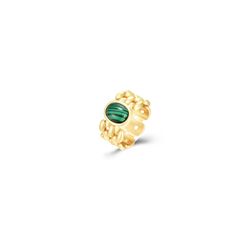 Anillo Acero Dorado Mujer AAM0048DOMQ12 Piedra Sintética Malaquita