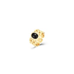 Anillo Acero Dorado Mujer AAM0048DOOX12 Piedra Sintética Onix Negro