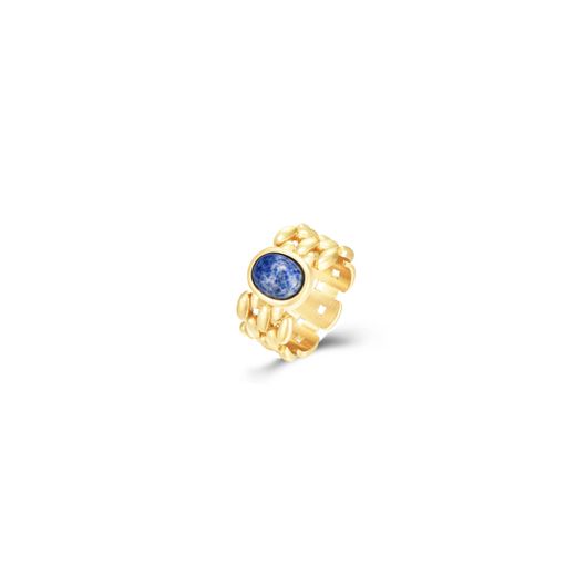 Anillo Acero Dorado Mujer AAM0048DOSL12 Piedra Sintética Sodalita