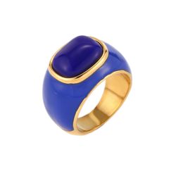 Anillo Acero Dorado Mujer AAM0052DOLP10 Piedra Lapislázuli Símil & Enamel Azul